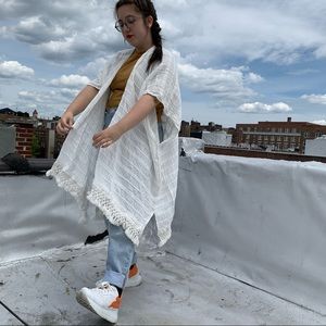 Aerie Kimono in White with Tassels